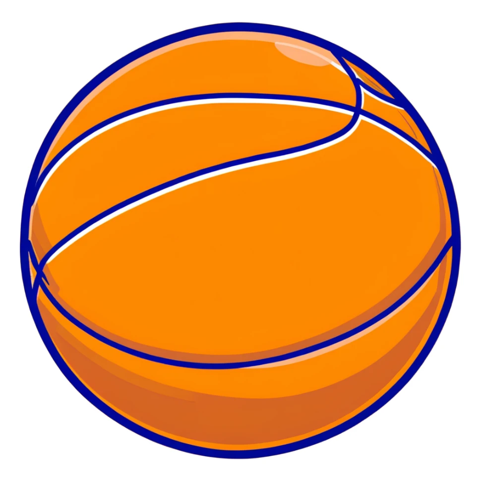 Glossy golden basketball with orange lines sticker