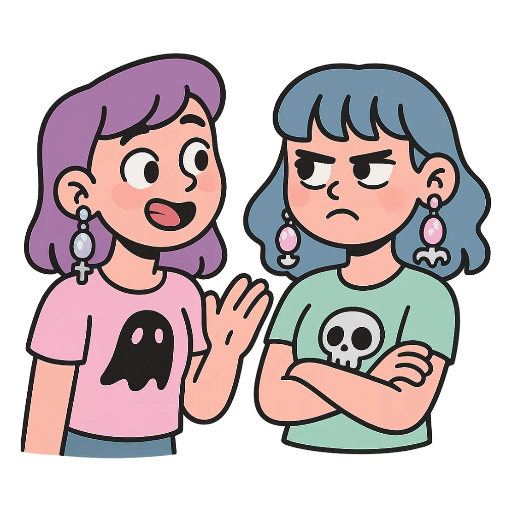 pastel goth earrings, pastel stones, silver, gothic motifs, cute and dark sticker