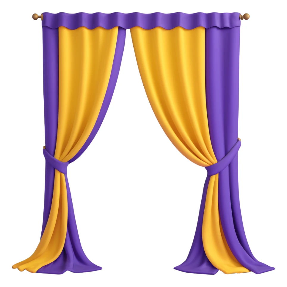 A purple curtain hanging down, made of soft fabric, slightly wrinkled or flowing sticker
