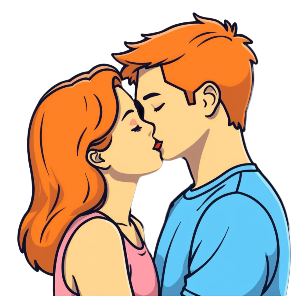 Girl kissing her boyfriend sticker
