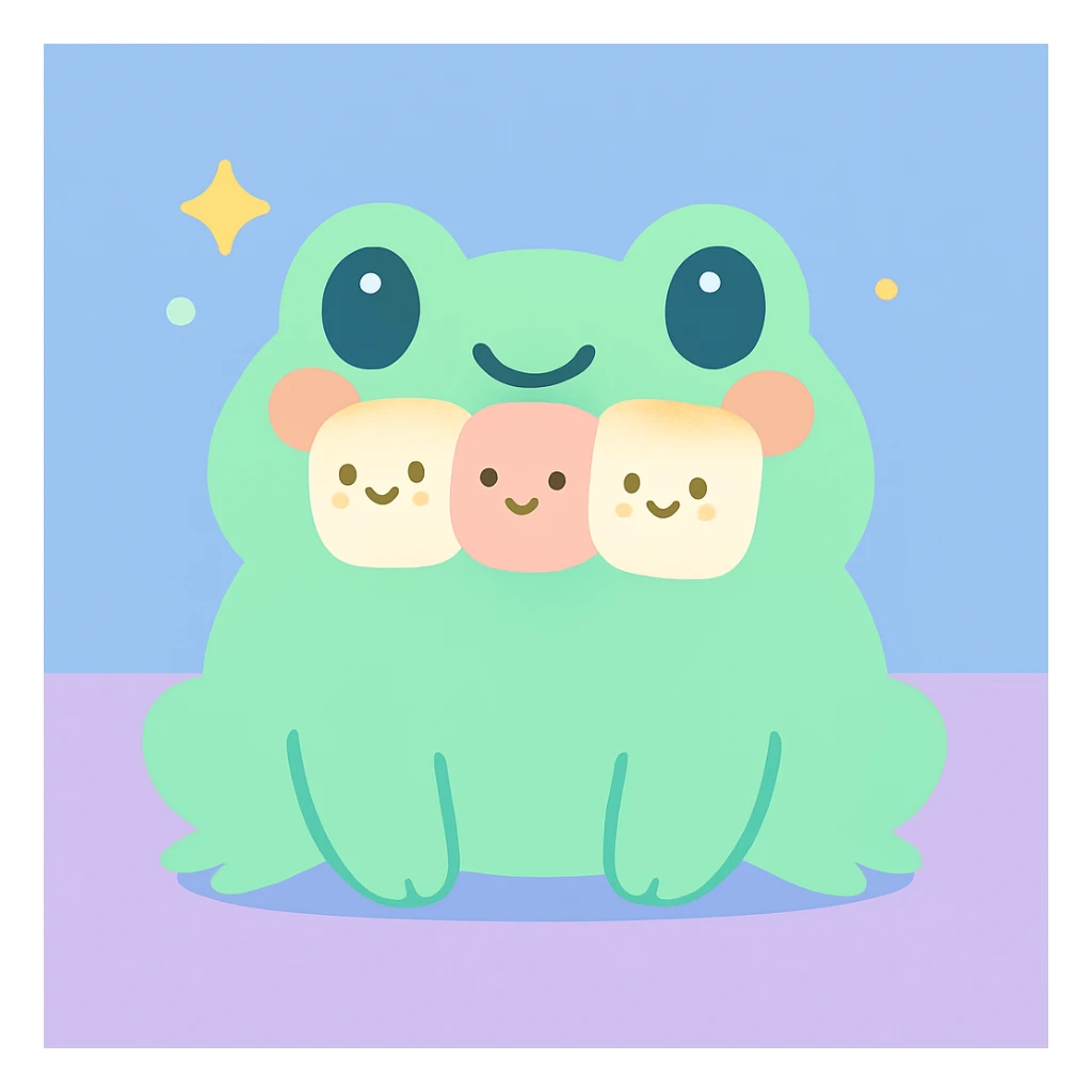 Make the marshmallows roasted, keep the kawaii style with cute and charming features, soft pastel colors, and adorable expressions. sticker