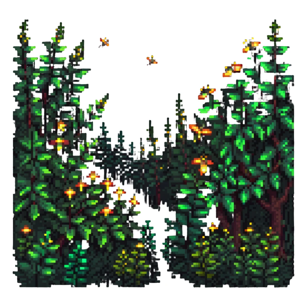 fireflies glowing around bushes at night sticker