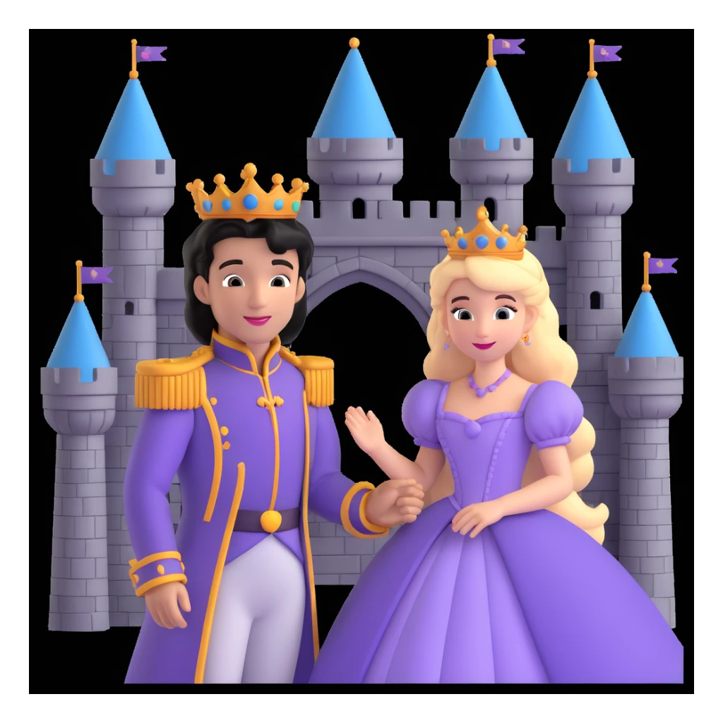 prince and princess disny dress close up photo in castle sticker