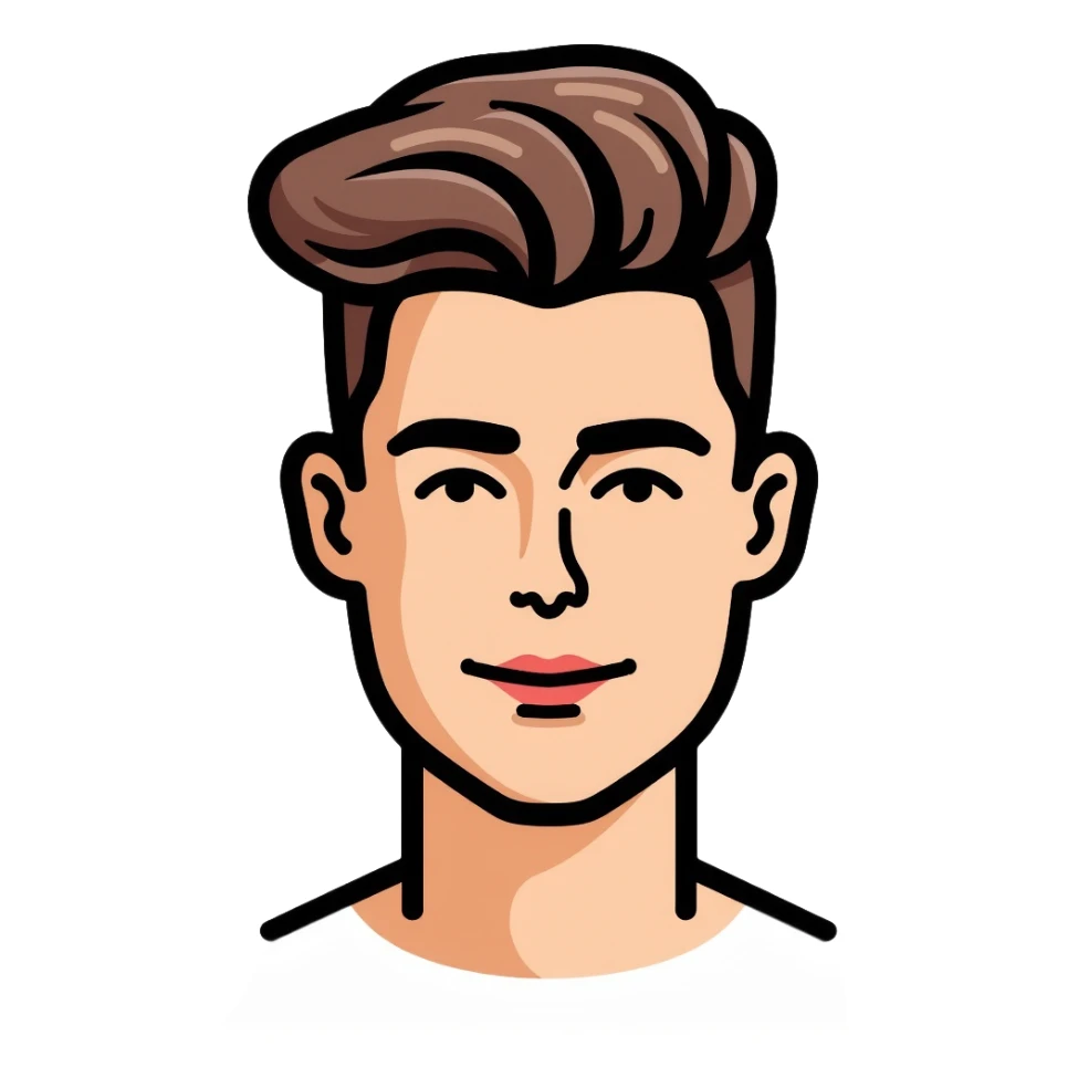 young man face, modern haircut sticker