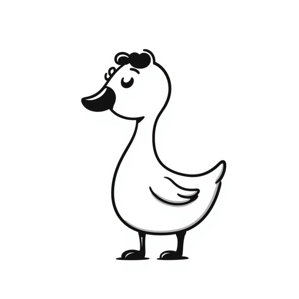 hand-drawn doodle style duck inspired by the DuckDice logo sticker