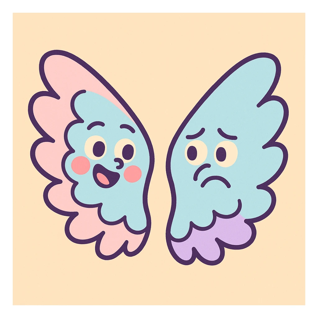 a pair of wings in pastel toon style sticker