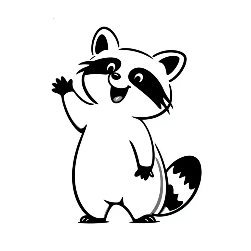 raccoon laughing hard and waving sticker