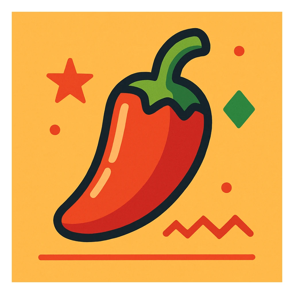 red chili pepper with green stem representing Mexican cuisine sticker