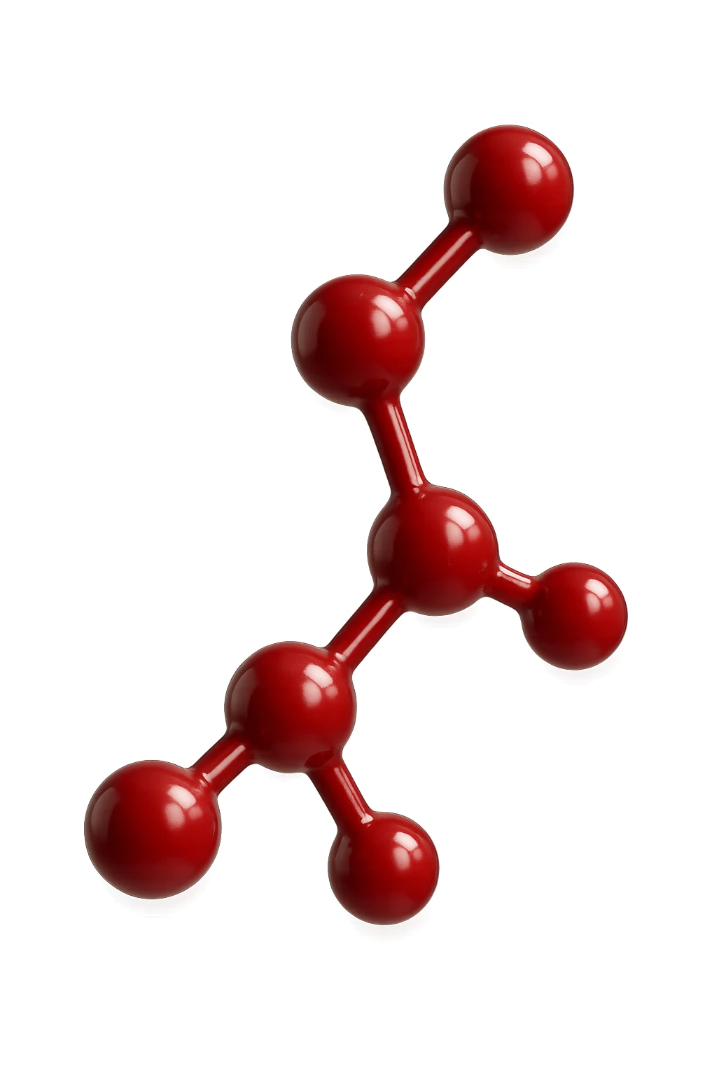 molecola chimica 3d rossa lunga iperrealistica fluttua in aria, 4k sticker