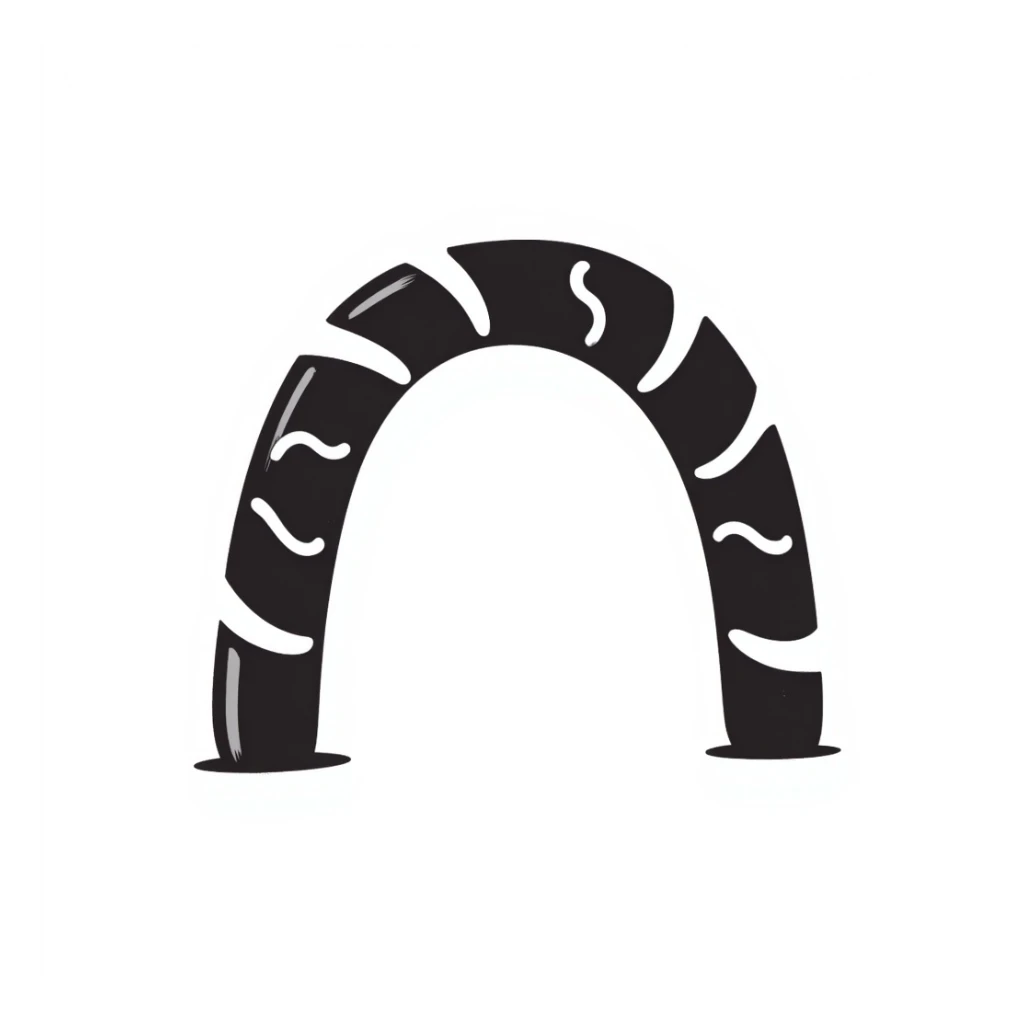 an arch, hand-drawn doodle style, playful lines, sketchy look, black on white background sticker