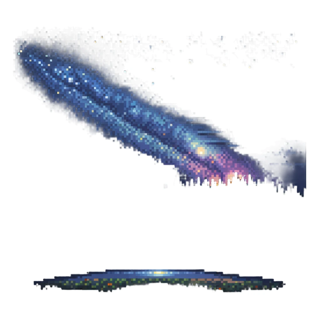 milky way galaxy night sky with stars in pixel art style sticker