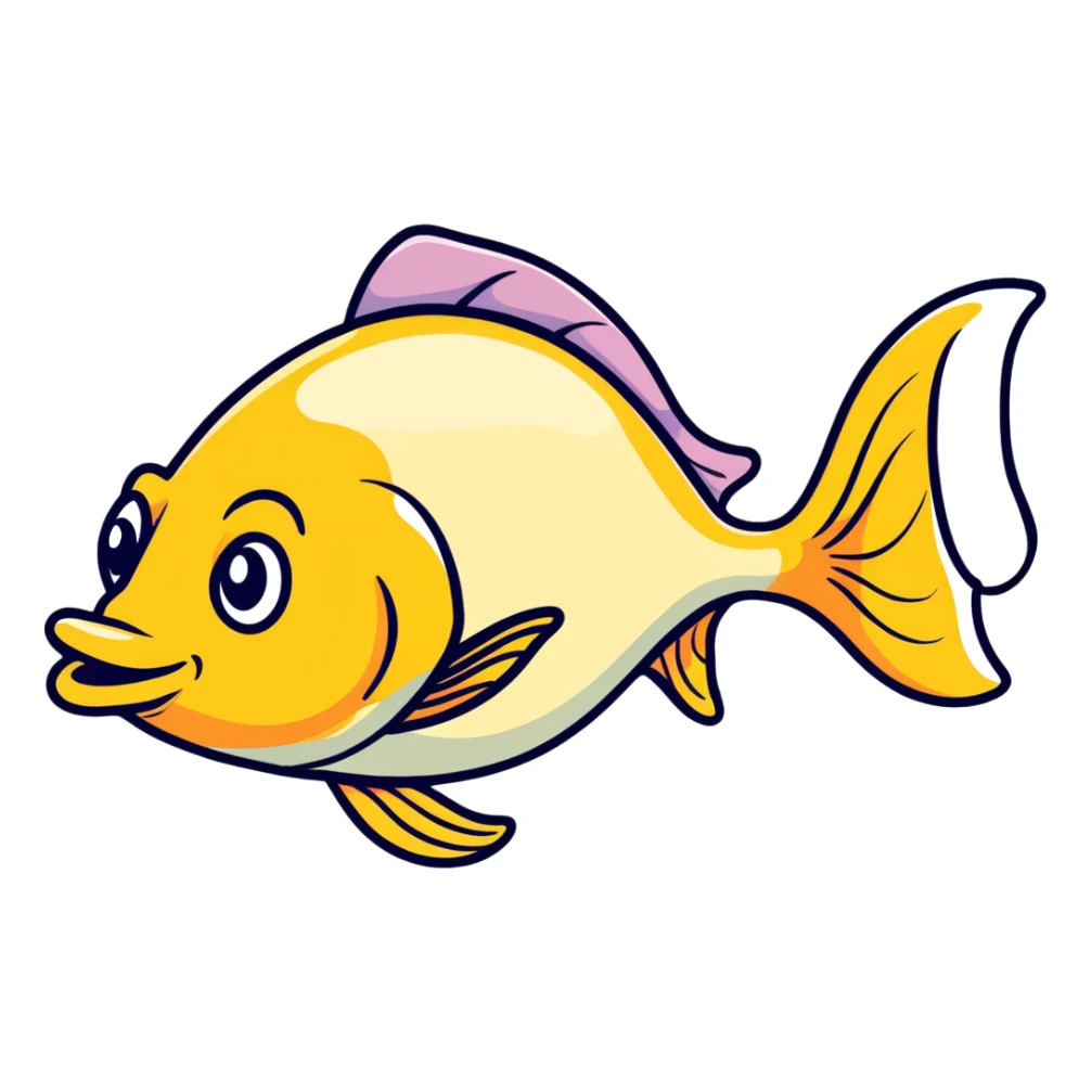 goofy fish with dopey expression and misaligned eyes, looking directly to the right sticker