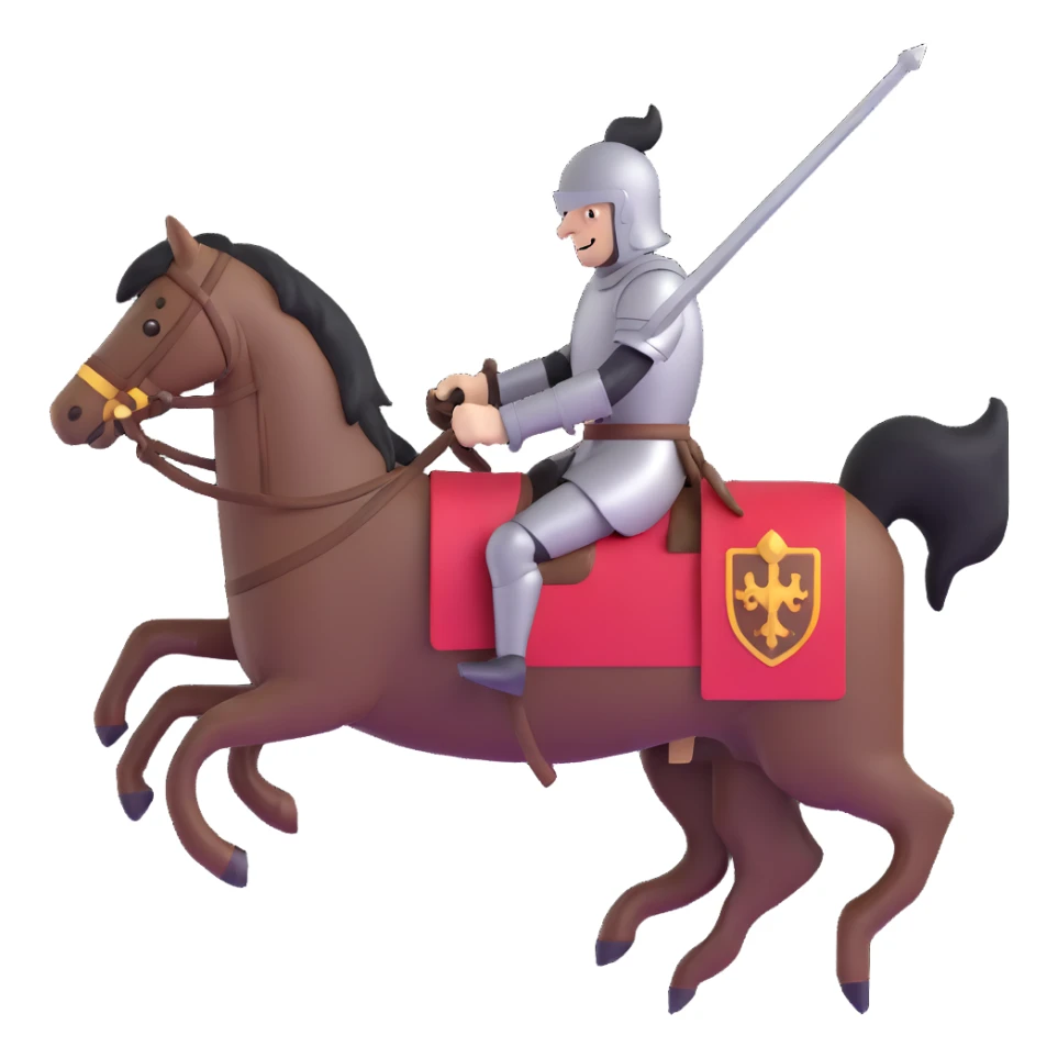 knight riding a horse with lance in hand sticker