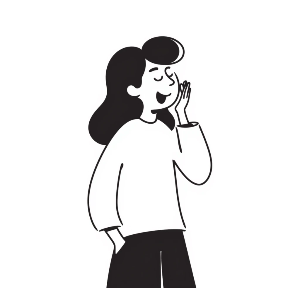 hand-drawn person yawning with loose lines sticker