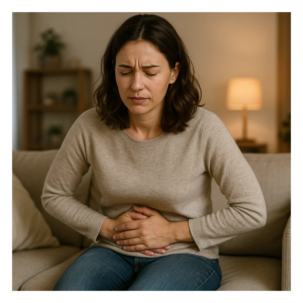 Donna con problemi ci ciclo mestruale realistica sticker