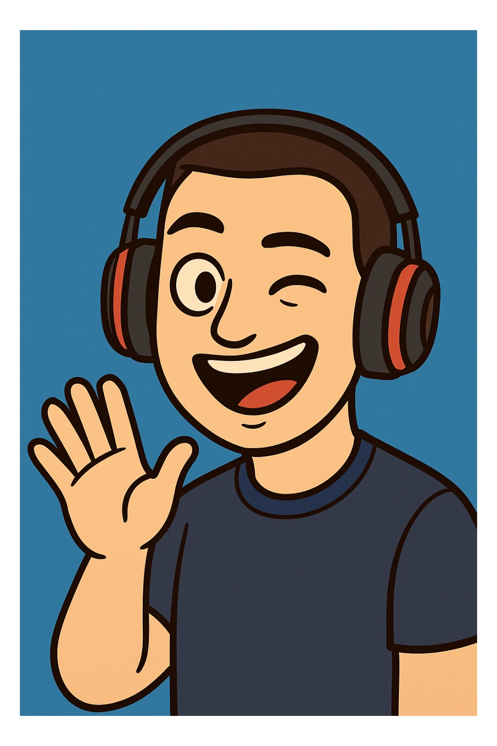 Create a variant of the cartoon style image with the character winking, keeping the same cartoon style and character details. sticker