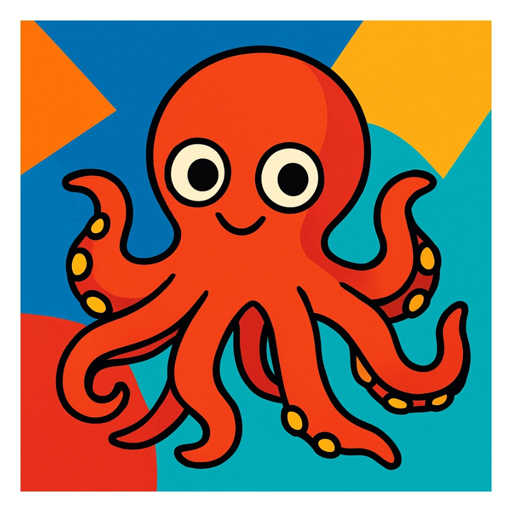 octopus, vibrant cartoon style sticker