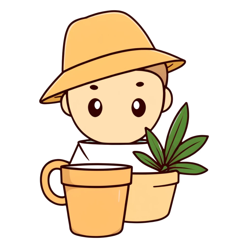 beige aesthetic coffee cup, journal, plant pot, and straw hat sticker