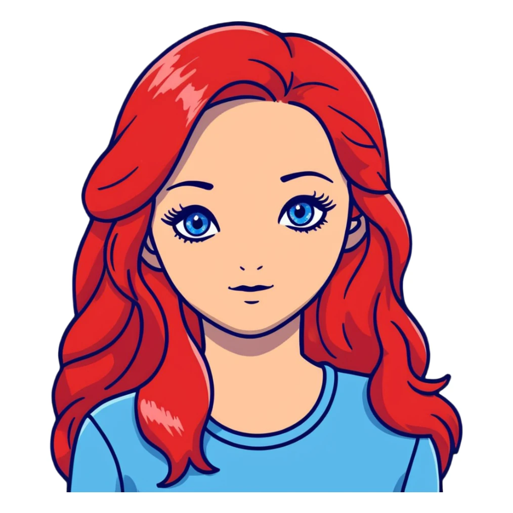 Woman long red hair blue eyes long eyelashes sticker