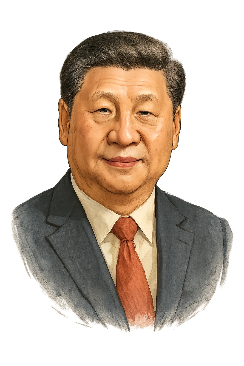 Си Цзиньпин в слегка рисованном, но при это объемный стиле, прозрачный фон sticker