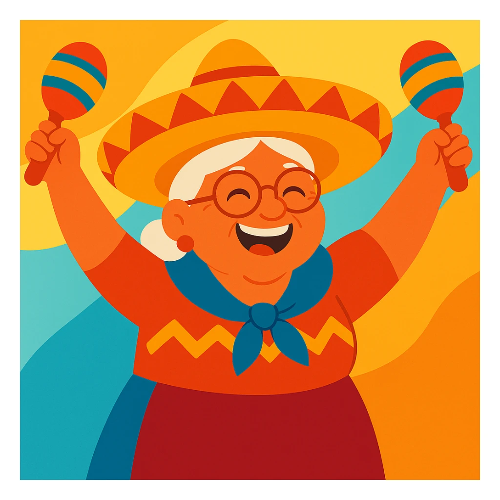 Add colorful maracas in both hands, keep vibrant and joyful style, festive and celebratory mood with vibrant colors. sticker