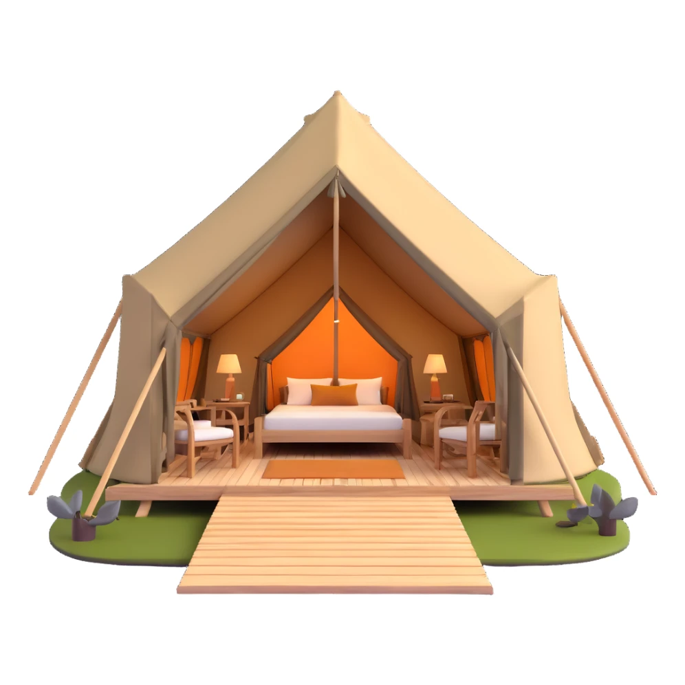 deluxe safari glamping tent with luxury furnishings sticker