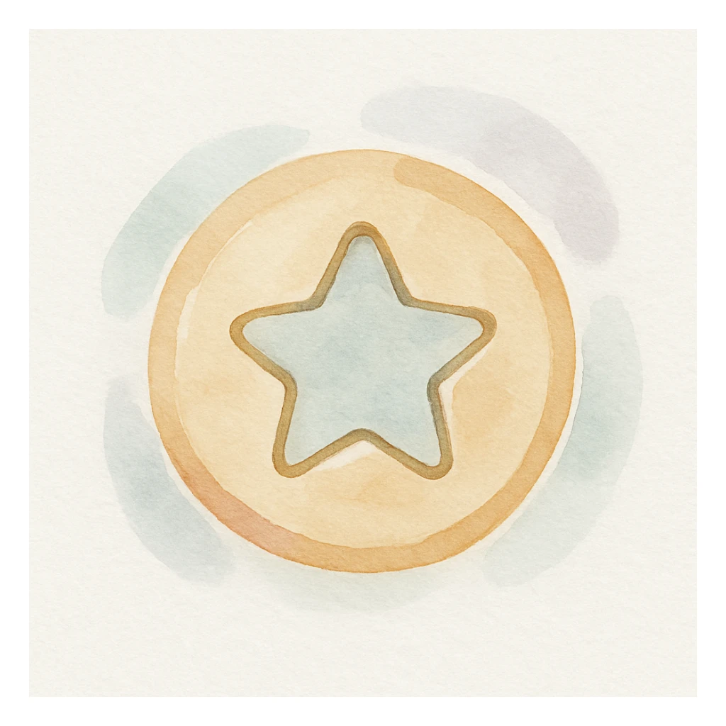 watercolor style dalgona candy with star shape, inspired by Squid Game sticker