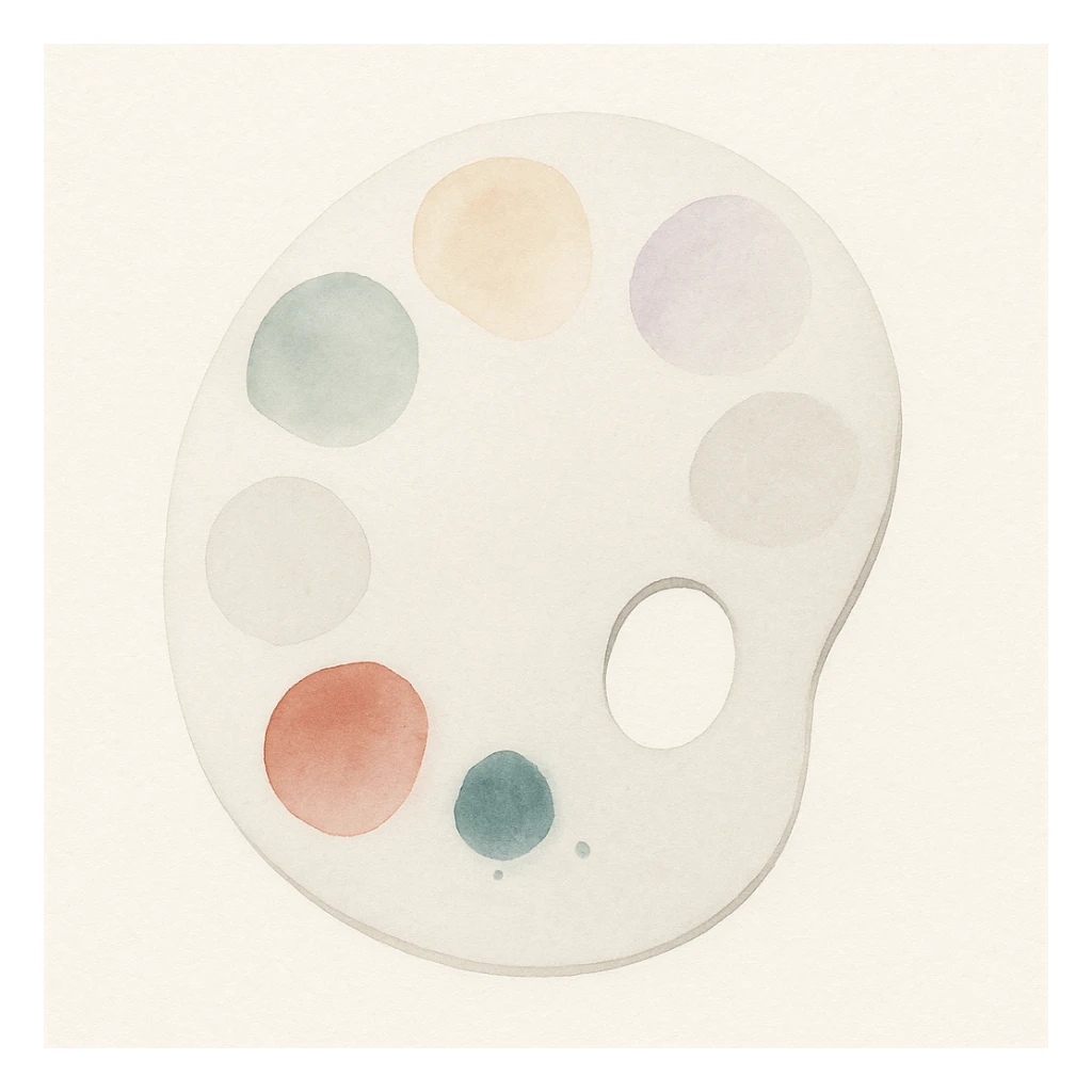 a paint palette with splashes, watercolor art style sticker