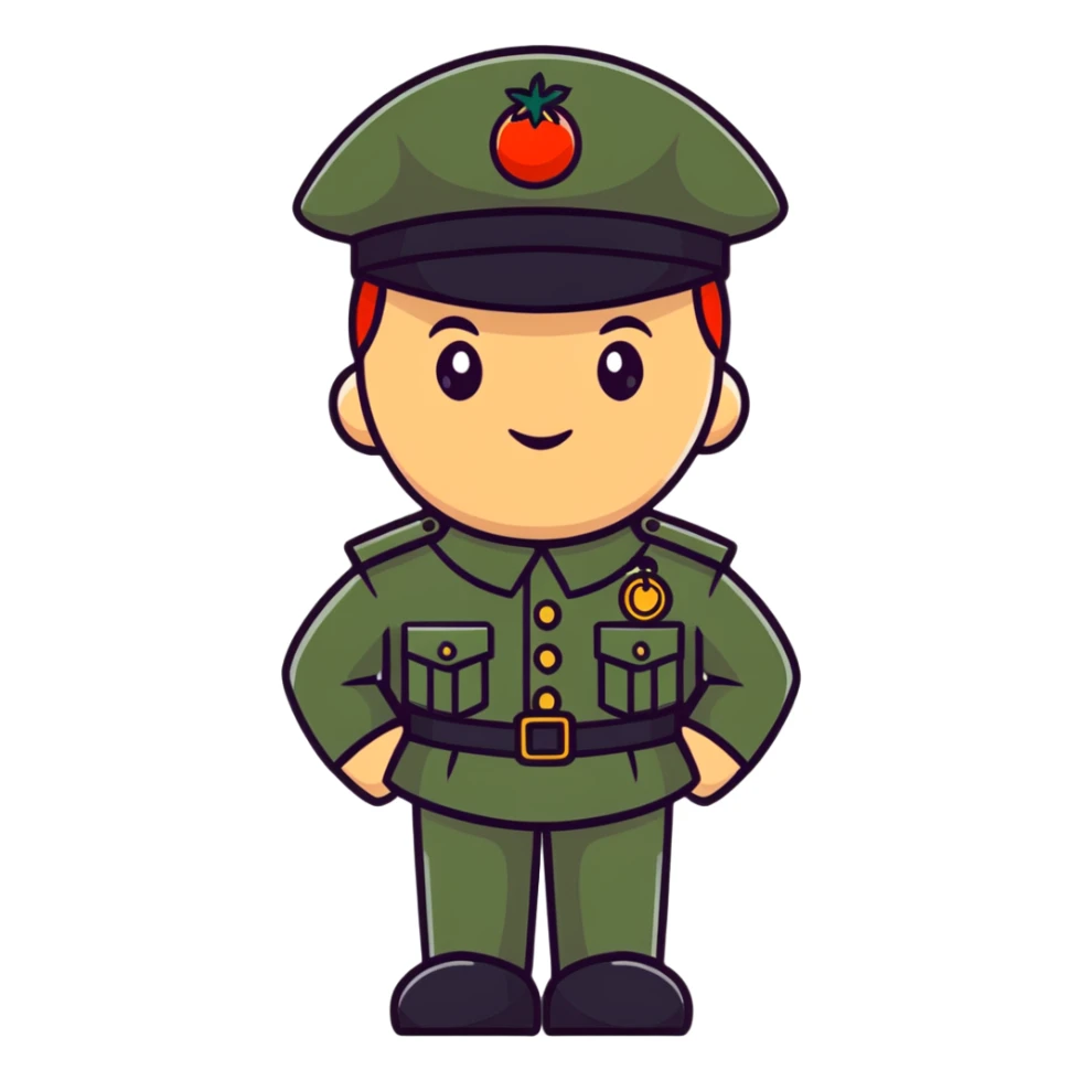 Tomato wearing Napoleon's cocked hat and military officer uniform sticker