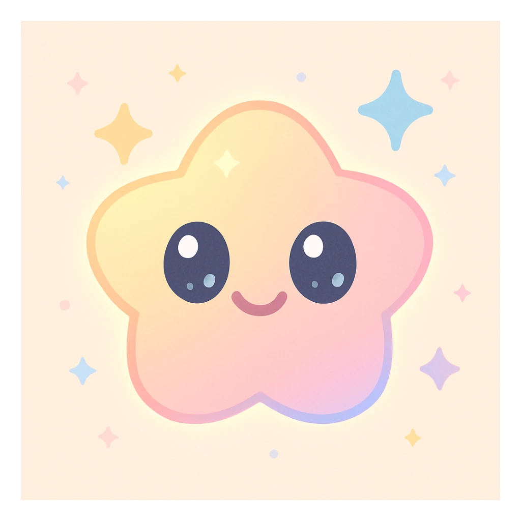 glitter emoji, twinkling stars, soft glow sticker