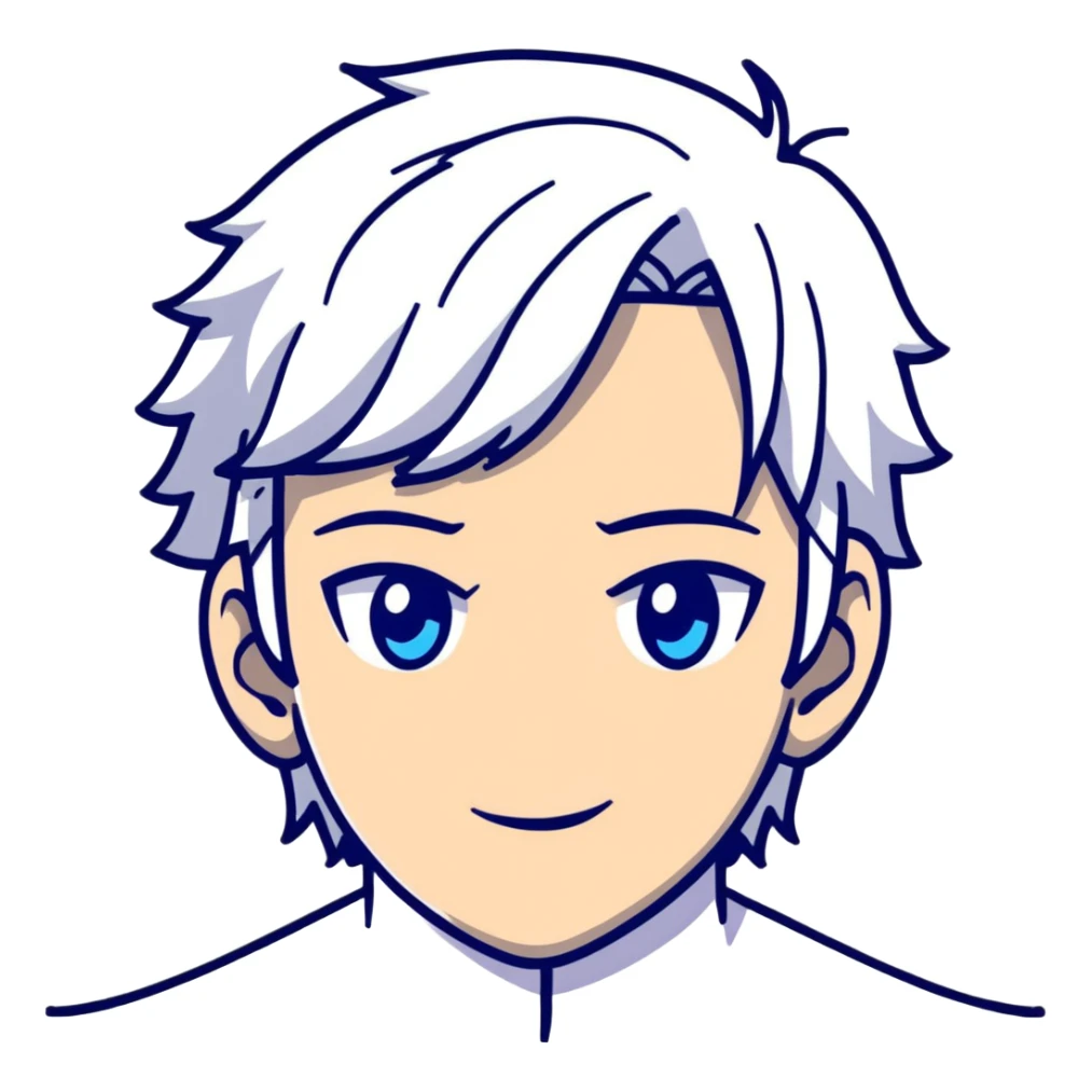 Satoru Gojo anime character with white hair and blue eyes sticker