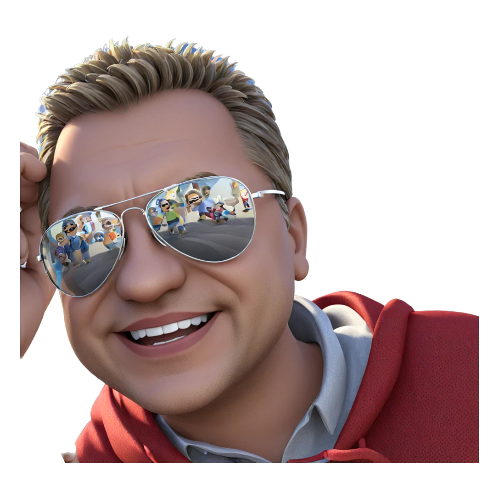 smiling boy in sunglasses sticker
