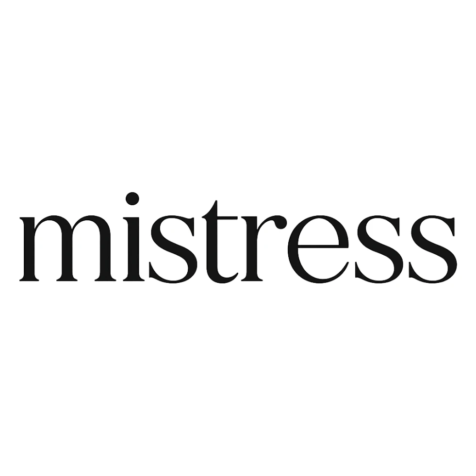 the word 'mistress' in a modern elegant sans-serif with soft curves and understated embellishments, no background sticker