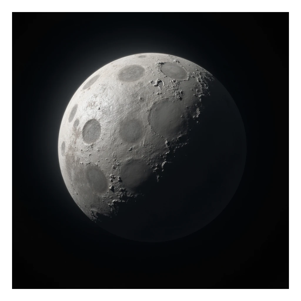 planet Mercury, round, rocky gray ball, covered in pitted marks and rough patches, realistic, subtle metallic sheen, floating in dark space sticker