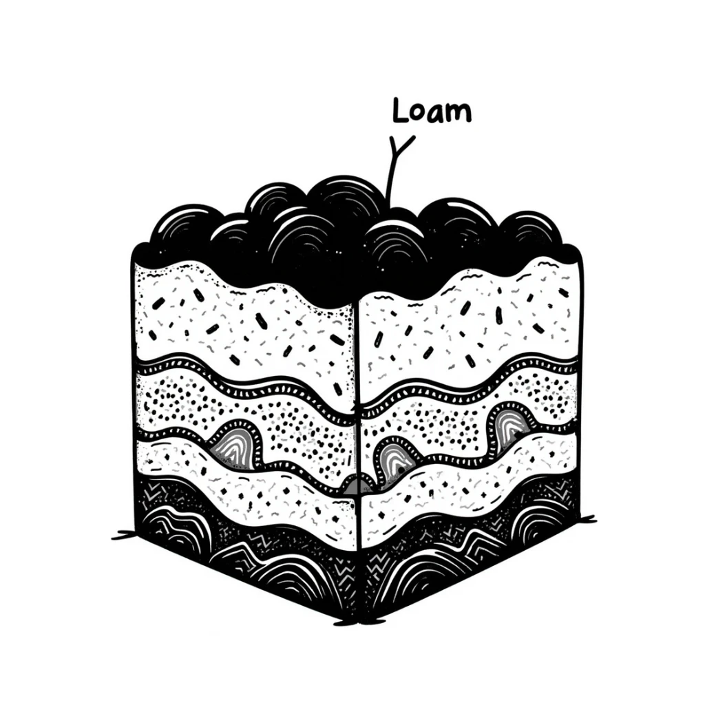 hand-drawn doodle of soil layers, loam sticker
