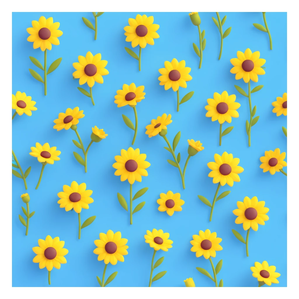 yellow wildflower, soft realistic 3D look, smooth shading, gentle background blur, inspired by iOS icon style sticker