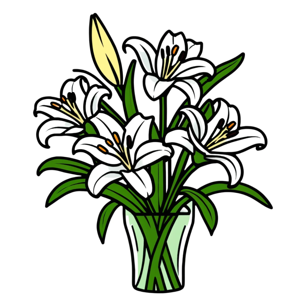 beautiful arrangement of white lily flowers in a bouquet sticker