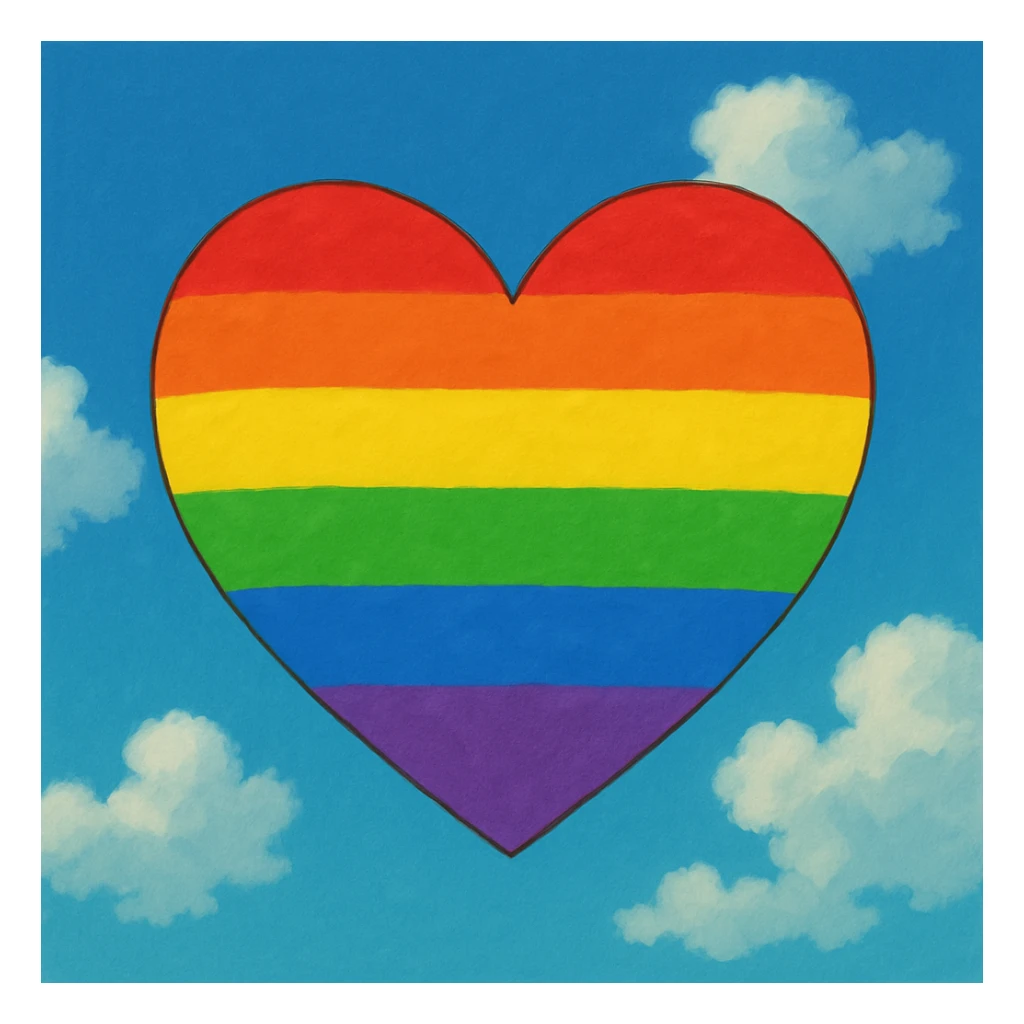 heart in rainbow pride colors, simple and bold, no text sticker