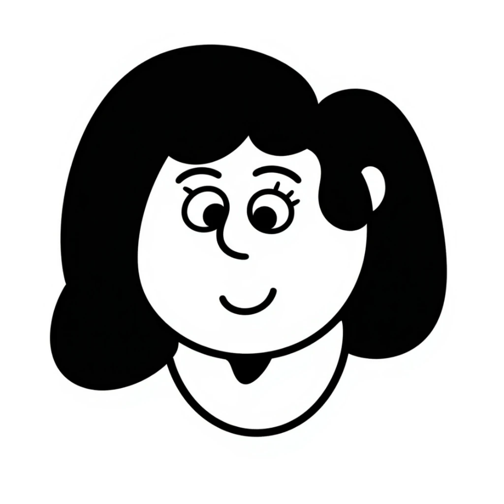 A human face with dark hair sticker