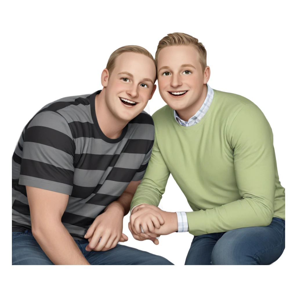 smiling boys in striped shirts sticker