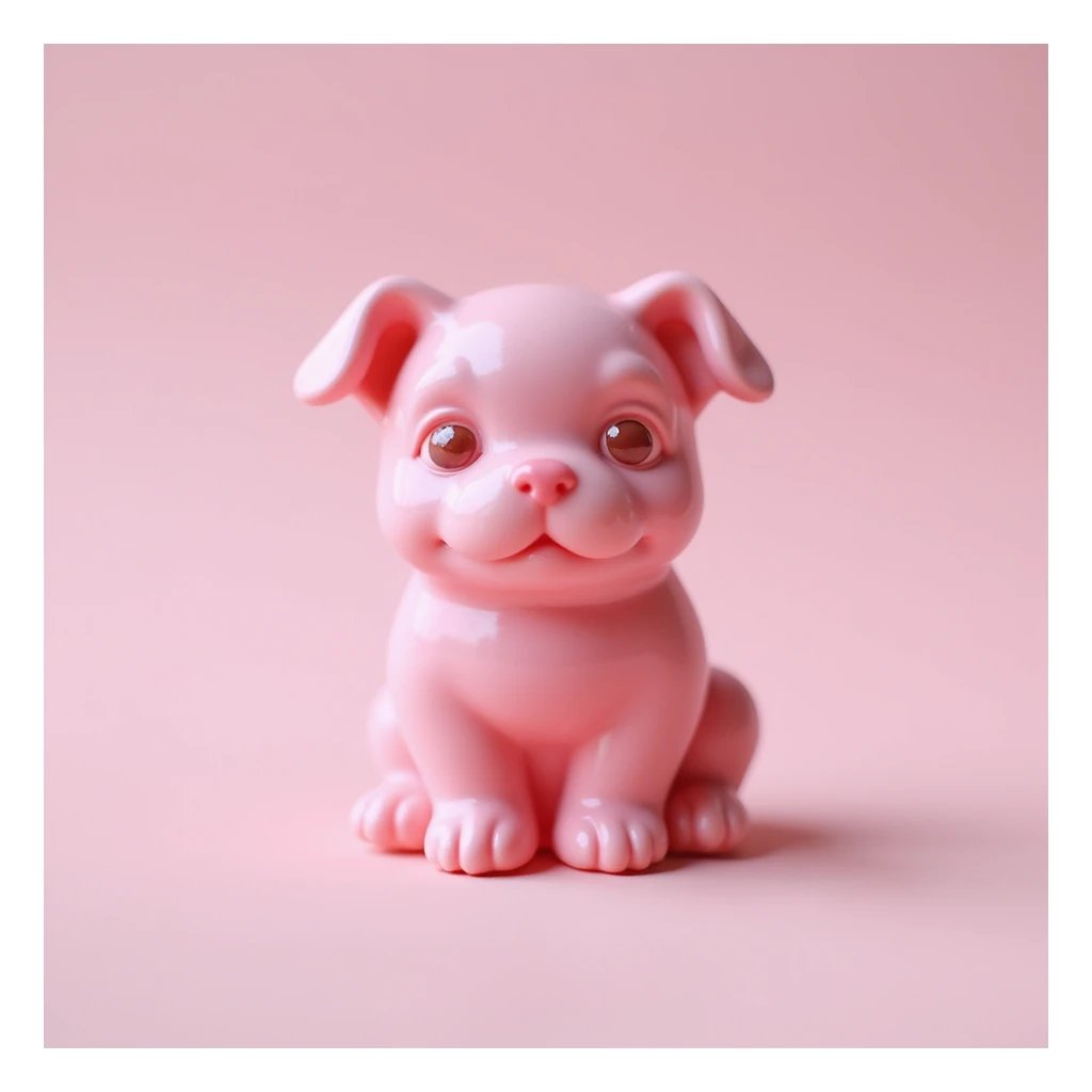 realistic pink candy shaped like a cute puppy, photorealistic style sticker