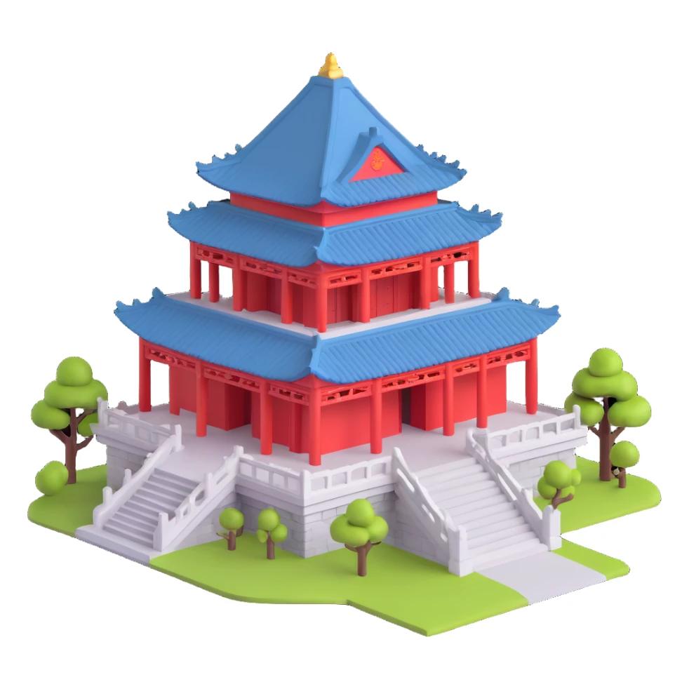 Chinese traditional building that looks a bit like a temple sticker