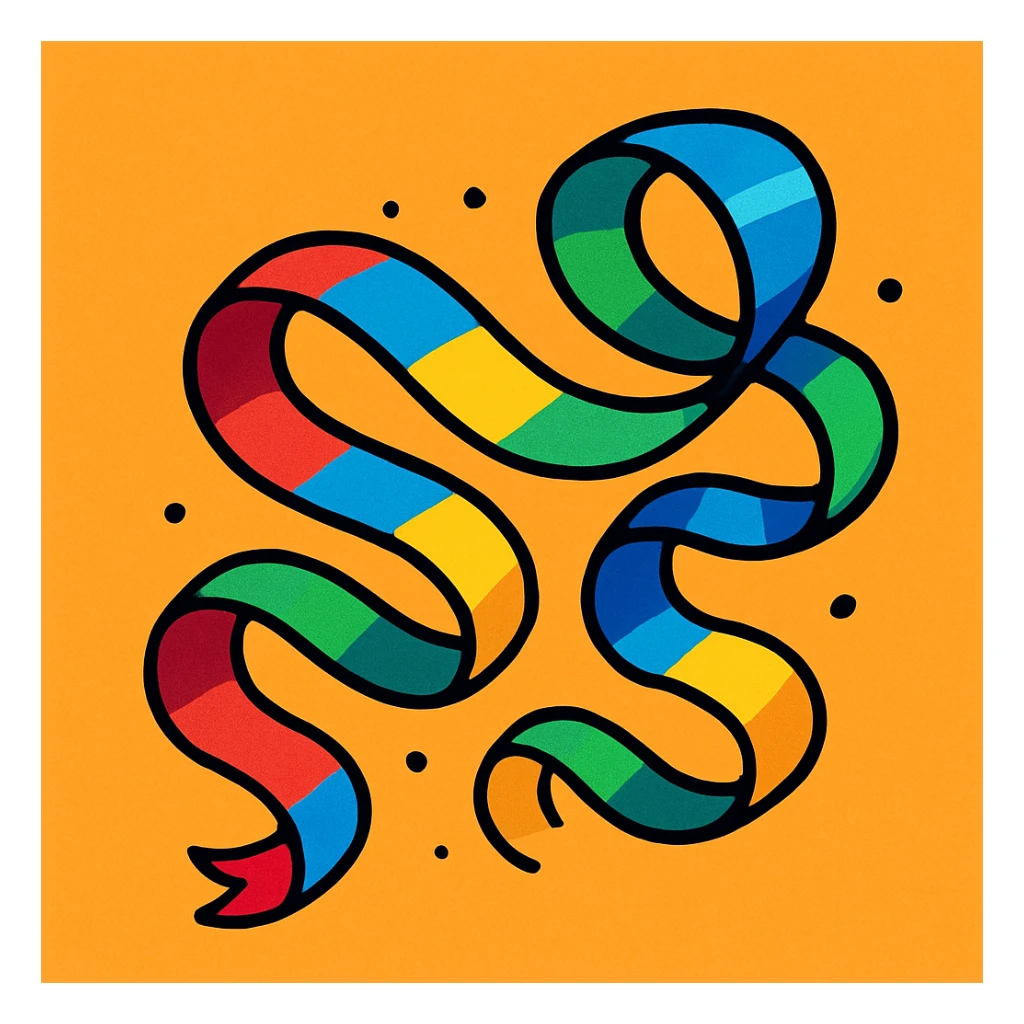 colorful and fun ribbon in cartoon style sticker