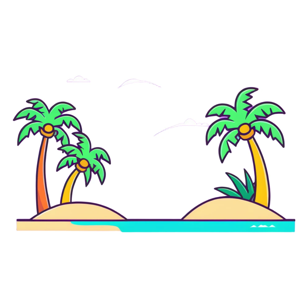 tropical island with palm trees and ocean sticker