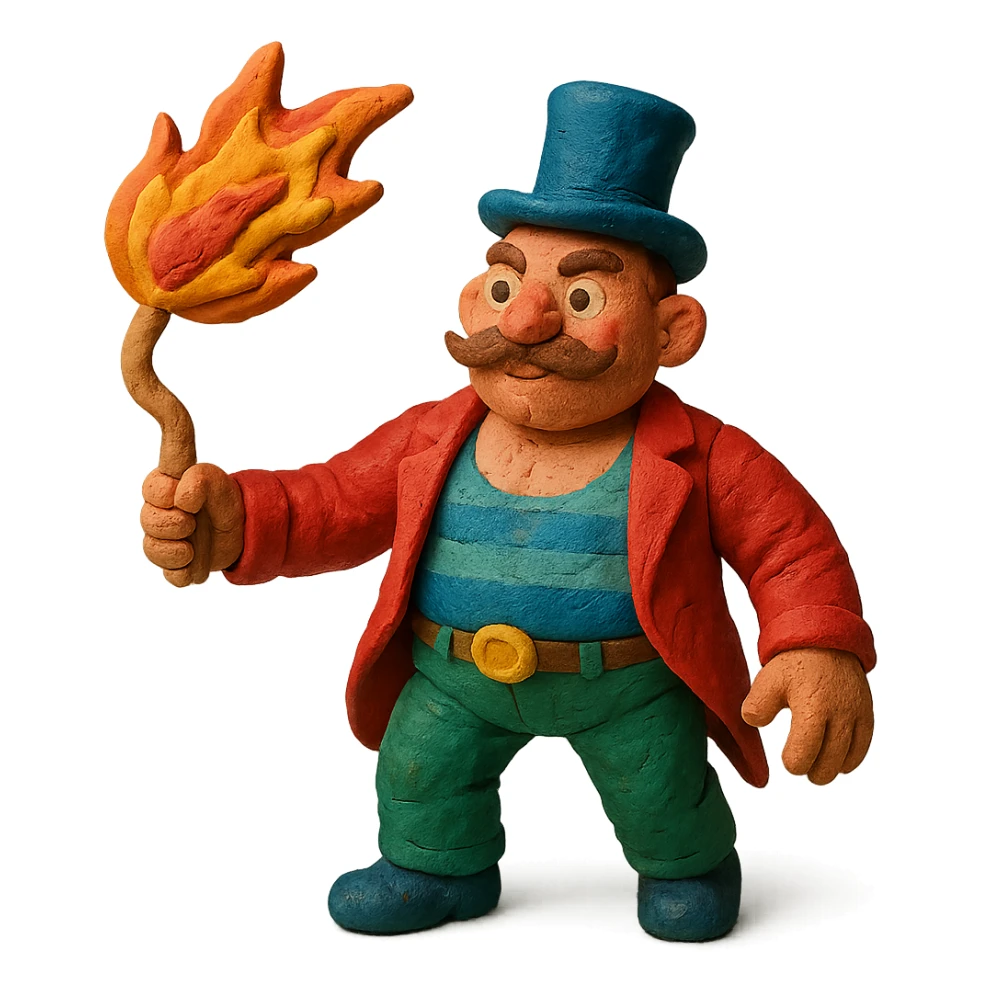vintage circus artist with a fire whip sticker