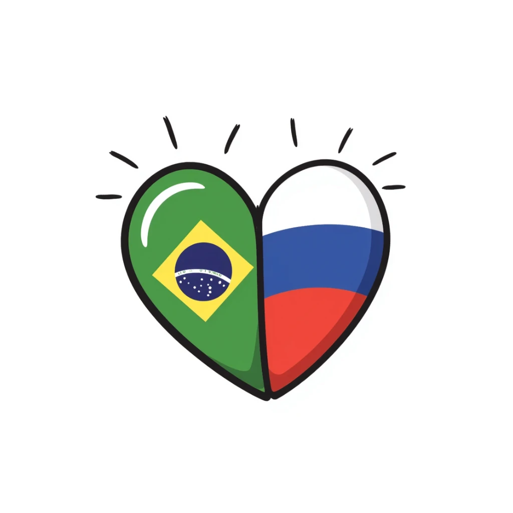 a heart with two flags inside: Brazil and Russia sticker