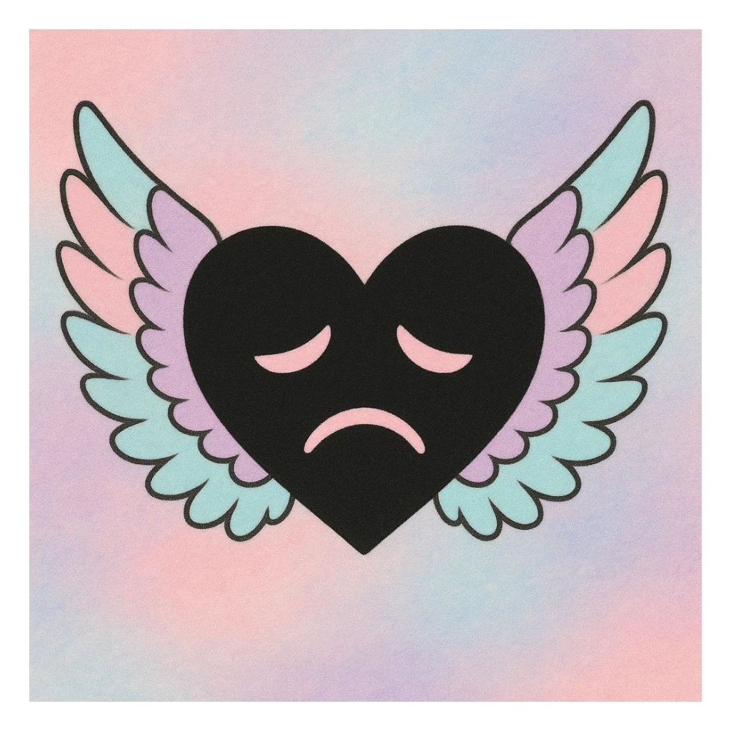 emo heart with pastel wings sticker