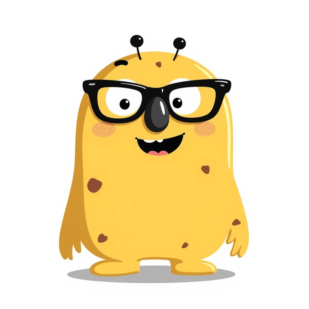 yellow monster with a big nostril wearing black glasses sticker