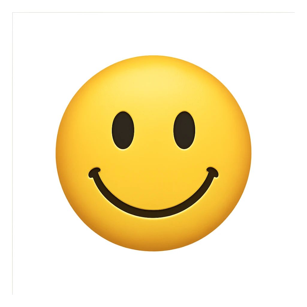 classic yellow smiley face emoji, simple, round, cheerful sticker