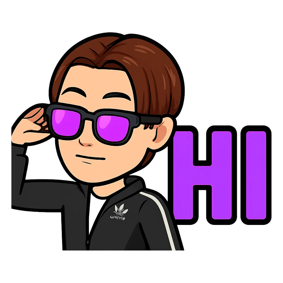 Edit the character in the reference image to show the character with the text 'HI' next to it, in the same style as the reference, with a transparent background, no circle, and sized for Twitch emoji. sticker